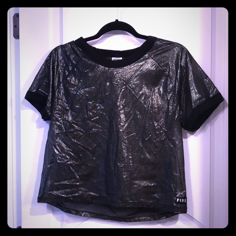 Pink Victoria secret metallic mesh top size L
